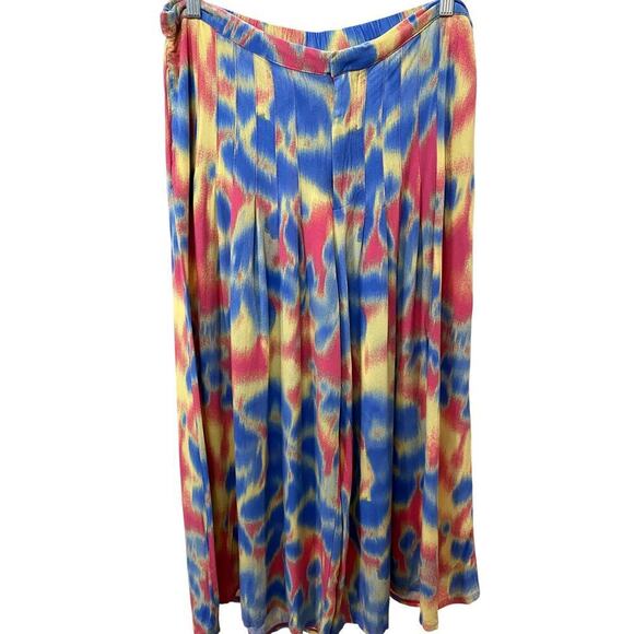 FREE PEOPLE Wild Child Pleated Multicolor Trousers - Size Large (EUC) - Picture 1 of 7
